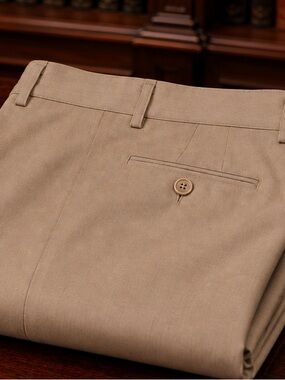 Valentini Tan Dress Trousers in 100% Virgin Wool